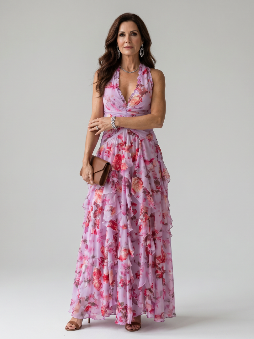 Nori | Floral Maxi Dress mit Rüschen-Bustier