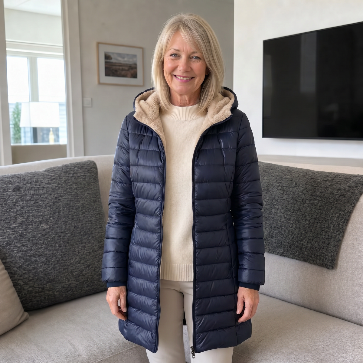 Dahlia | Mid-Length Fleece Parka – Stilvoller Wintermantel