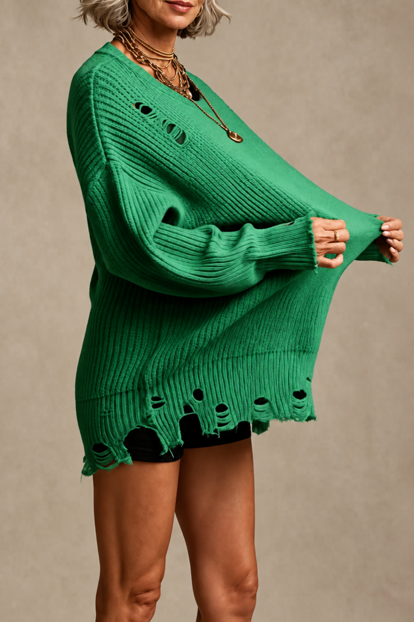 Wrenfield | Oversized Sweater Dress met Ladder Rips