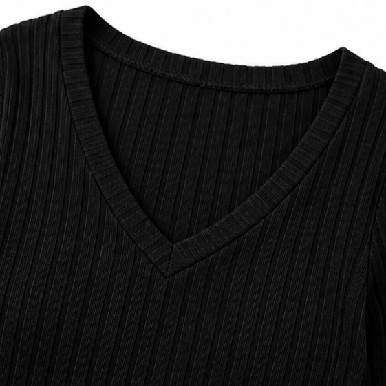 Ravella | Ribbed V-Neck Sweater Dress – Stylish Knit für Damen