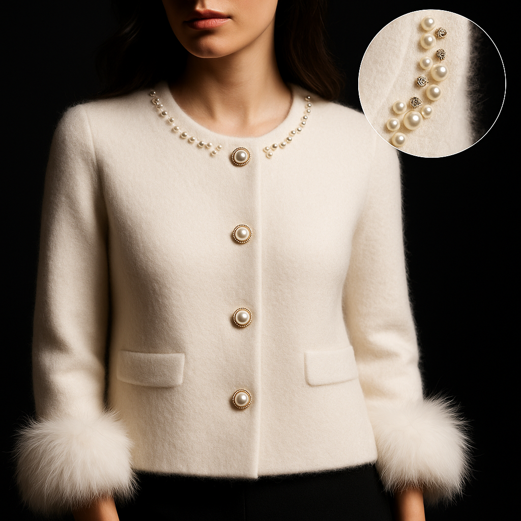 ANELISE | Cashmere Cardigan – Elegantes Design mit Akoya-Perlen