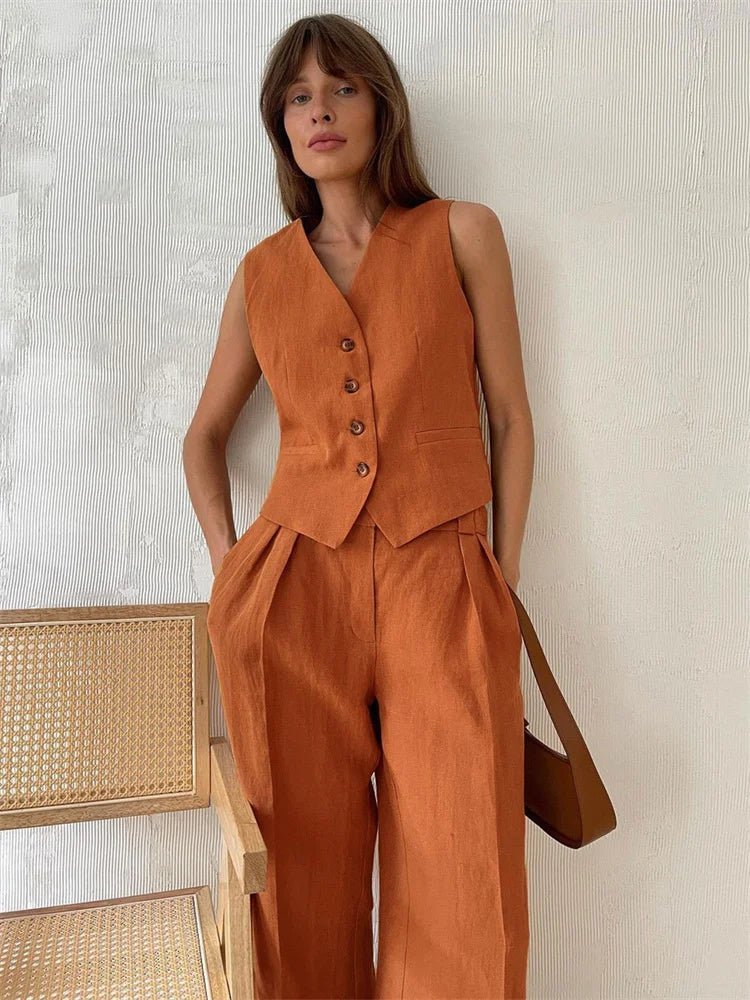 Annika | Leinen Zweiteiler – Eleganter Schnitt für Damen