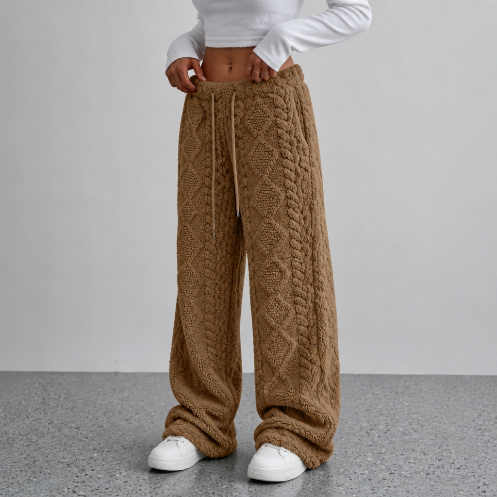 Thermalayne | Sherpa Fleece-Lined Wide-Leg Pants – Gemütliche Eleganz für jede Gelegenheit