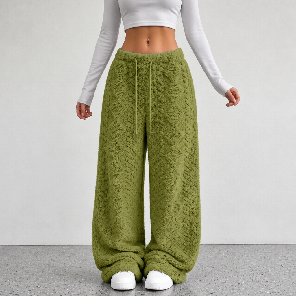 Thermalayne | Sherpa Fleece-Lined Wide-Leg Pants – Gemütliche Eleganz für jede Gelegenheit