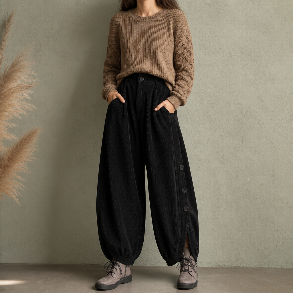 Cozelle | Corduroy Pants – Bequeme Barrel-Leg Style für Frauen