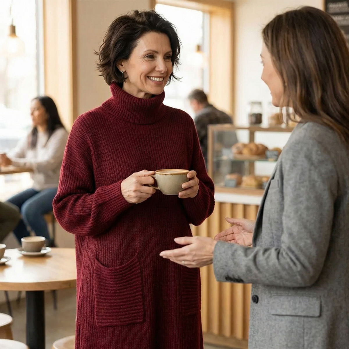 Velara | Turtleneck Kleid – Relaxed A-Line mit Taschen für Frauen