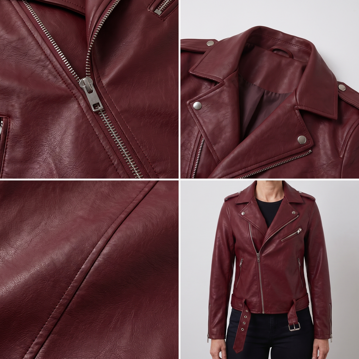 Rosa | Bikerjacke – Eleganter Schnitt mit Gürtel für Frauen
