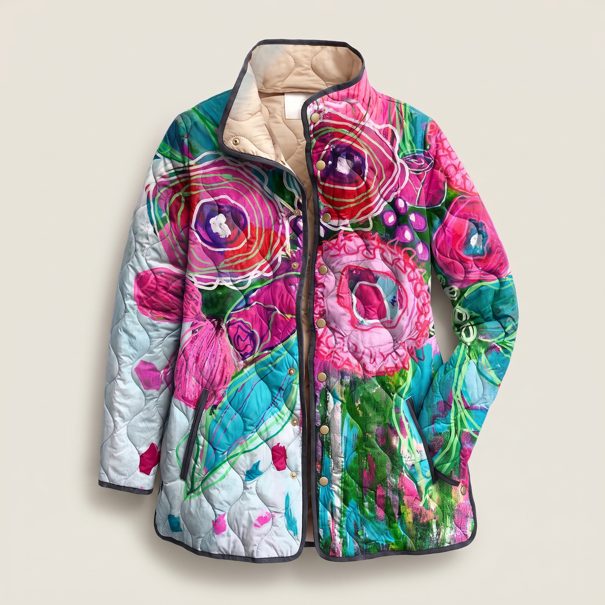Mira | Quilted Jacket – Elegant Floral Print für Frauen