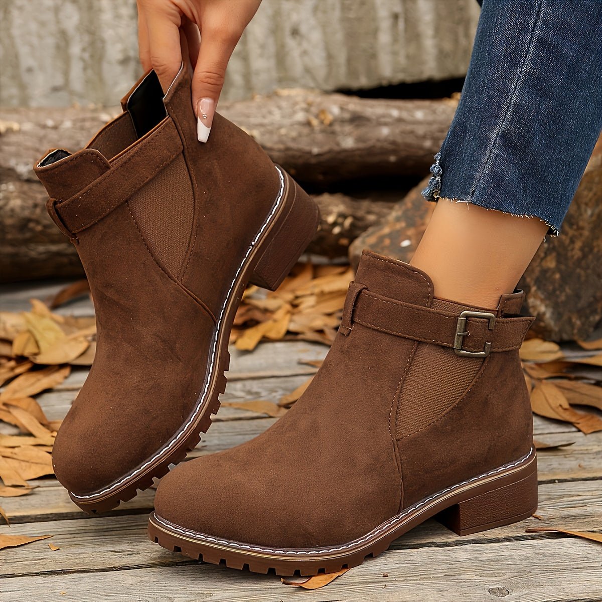 Nerida | Chelsea-Stiefeletten – Blockabsatz mit Schnallenriemen für Damen