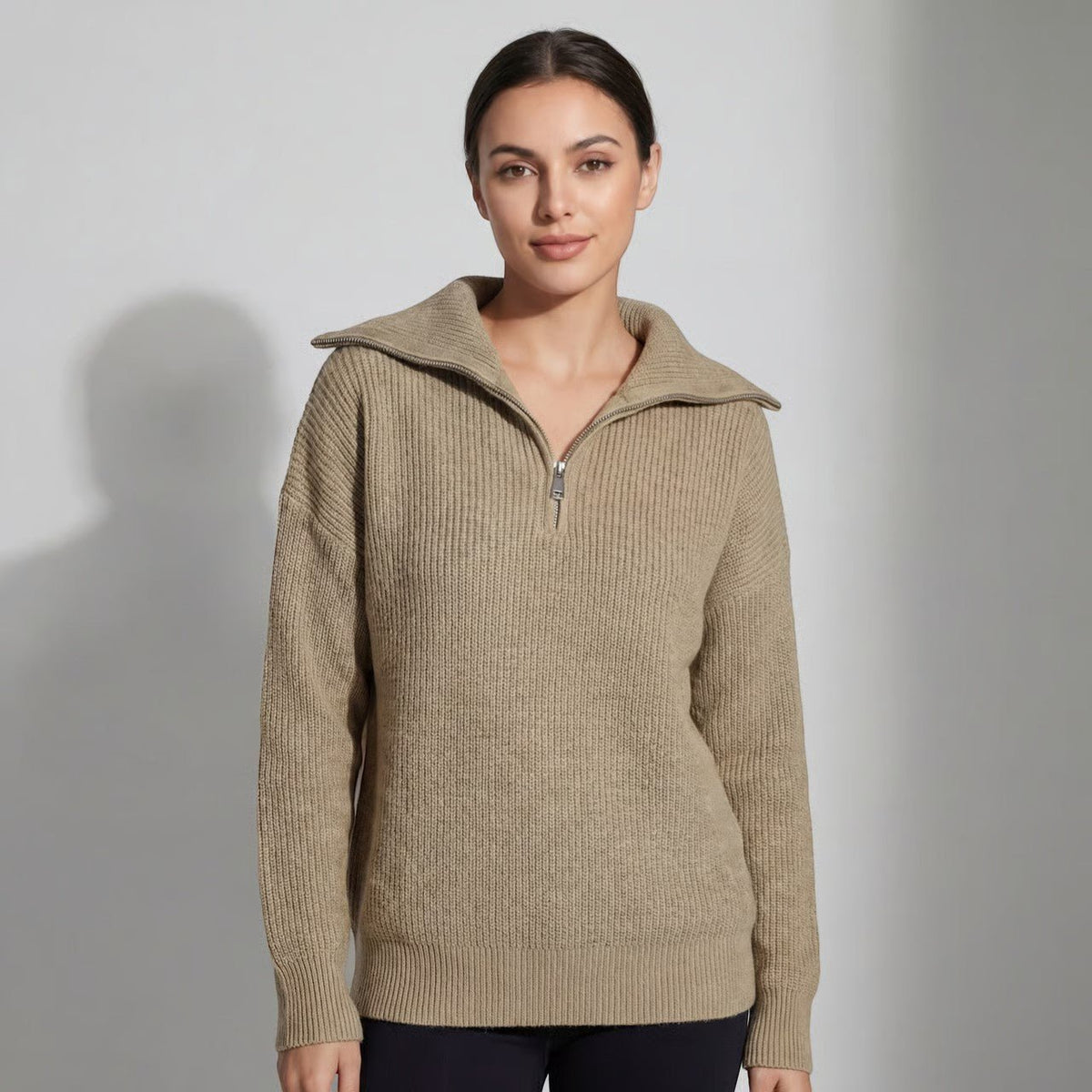 Ophira | Chunky Knit Sweater mit Halber Zip-Kragen