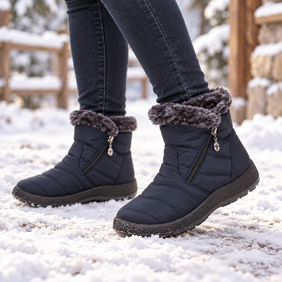 Lunavia | Wasserabweisende Ankle Boots mit Plüschfutter