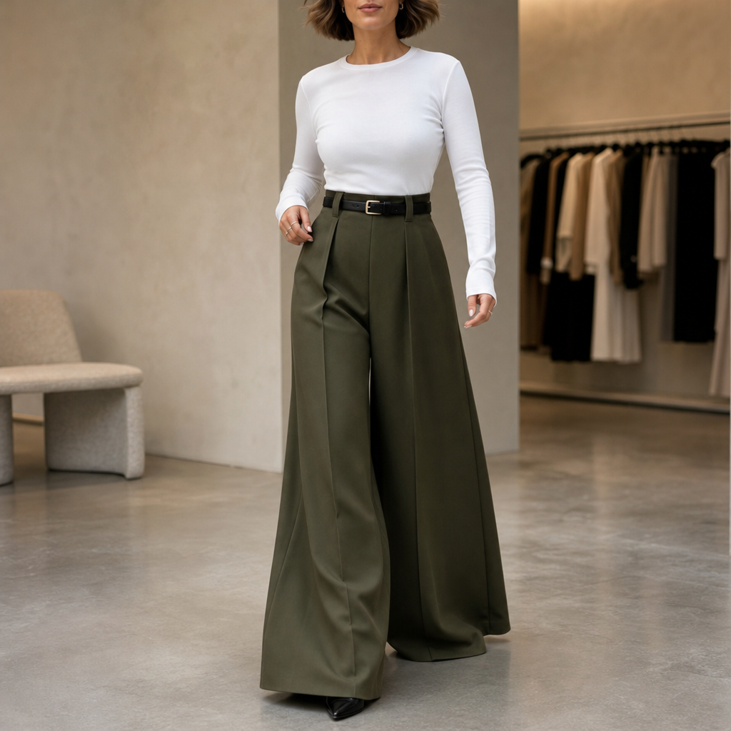 Elonga | Hochtaillierte, Weite Hose – Eleganter Stil für Frauen