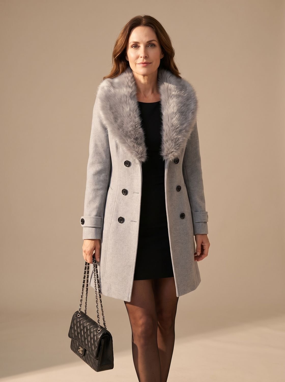 Hannah | Kunstfell-Mantel – Eleganter Slim-Fit Stil für Damen