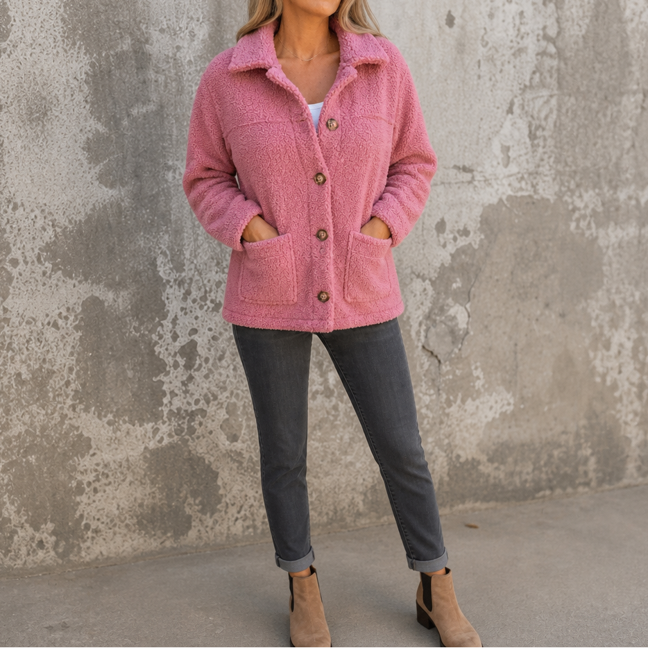 Ariane | Curly Faux-Fur Jacket – Bequeme Knopf-Front-Style für Damen