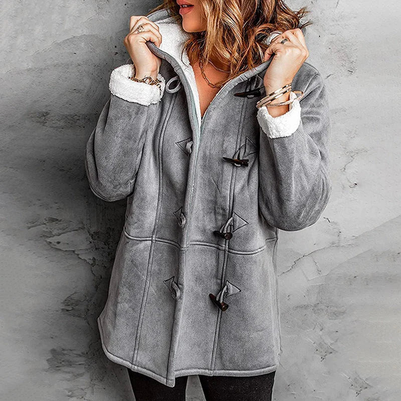 Plushbelle | Faux Shearling Hooded Winter Coat – Warm und Elegant