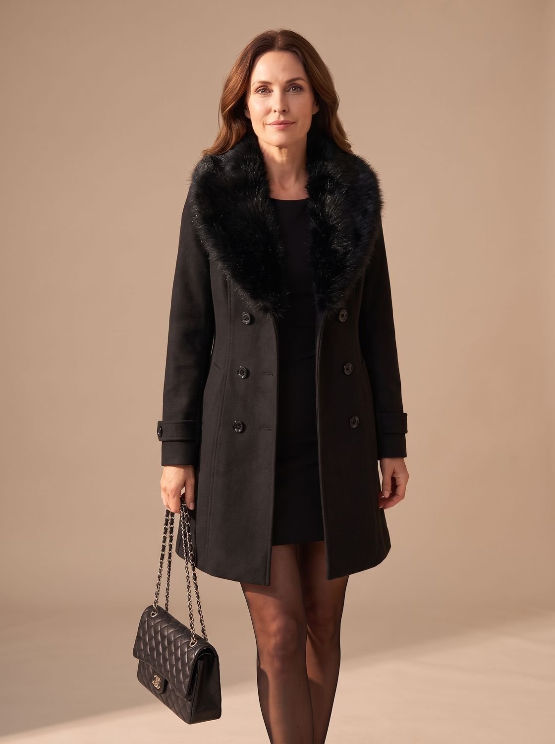 Hannah | Kunstfell-Mantel – Eleganter Slim-Fit Stil für Damen