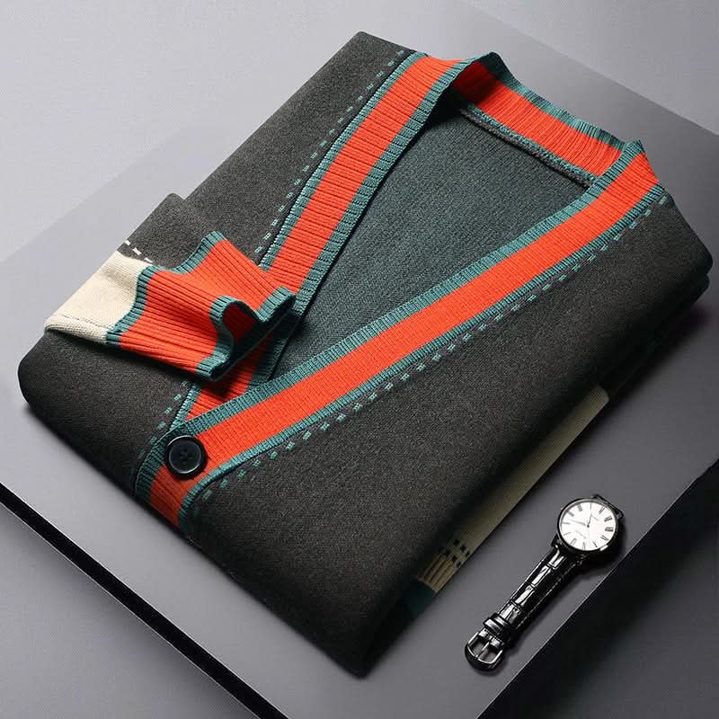 Wintec | Woll Cardigan – Kunsthandwerk mit Kontrastdetails für Herren