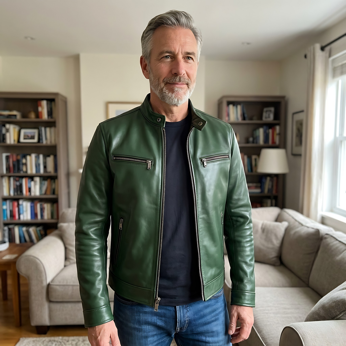 Cadence | Cafe Racer Leather Jacket – Stylish Genuine Leather für Männer