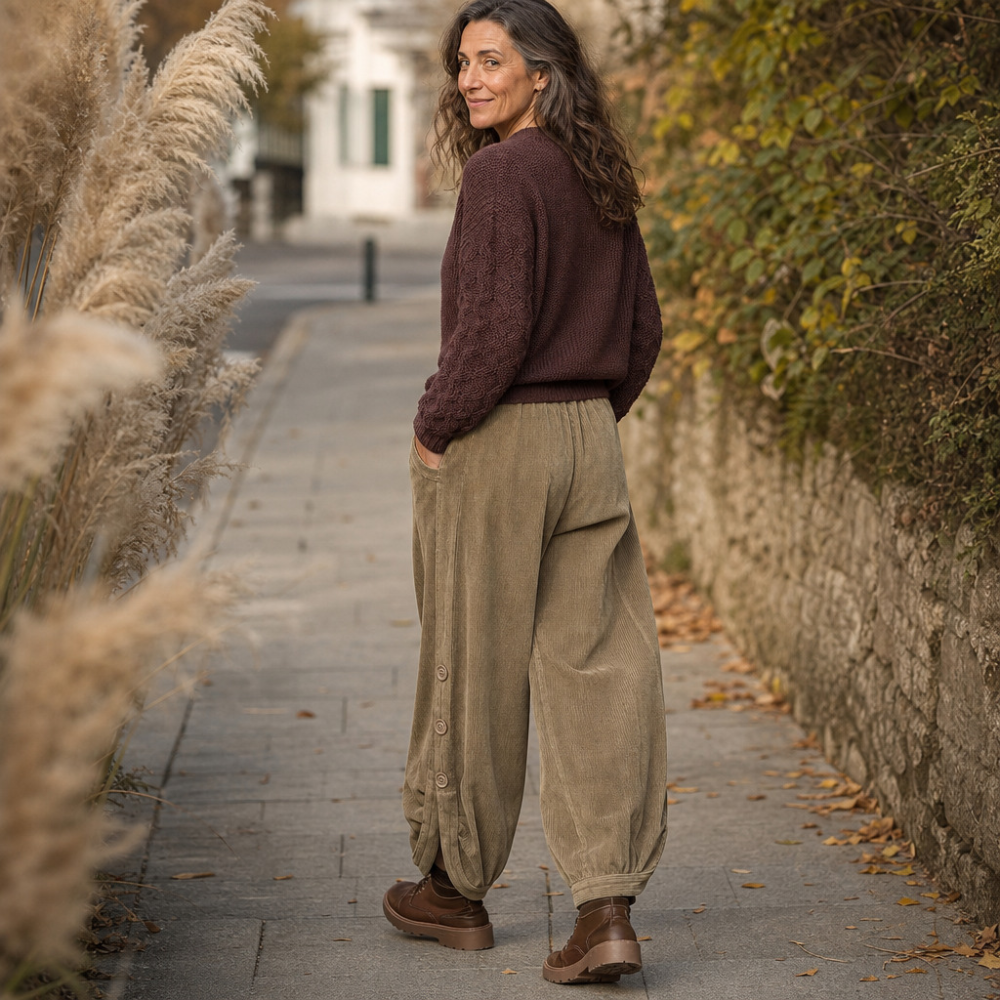 Cozelle | Corduroy Pants – Bequeme Barrel-Leg Style für Frauen