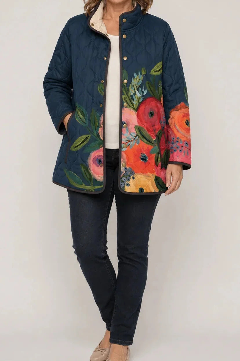 Wearbella | Floral Print Quilted Puffer Jacket – Elegant Comfort