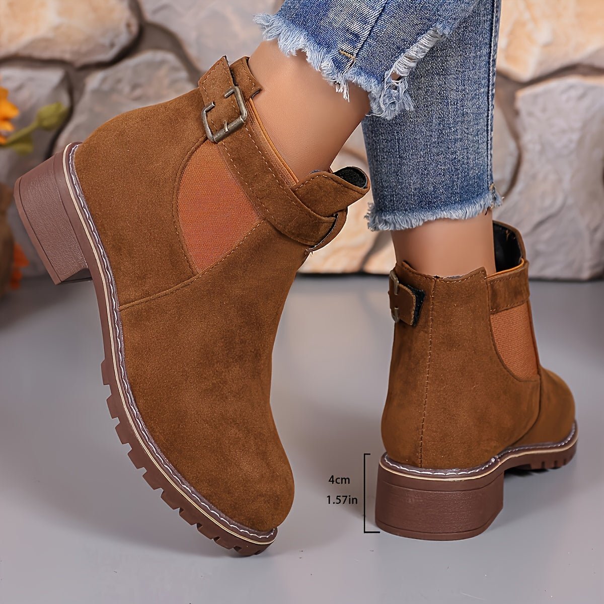 Nerida | Chelsea-Stiefeletten – Blockabsatz mit Schnallenriemen für Damen