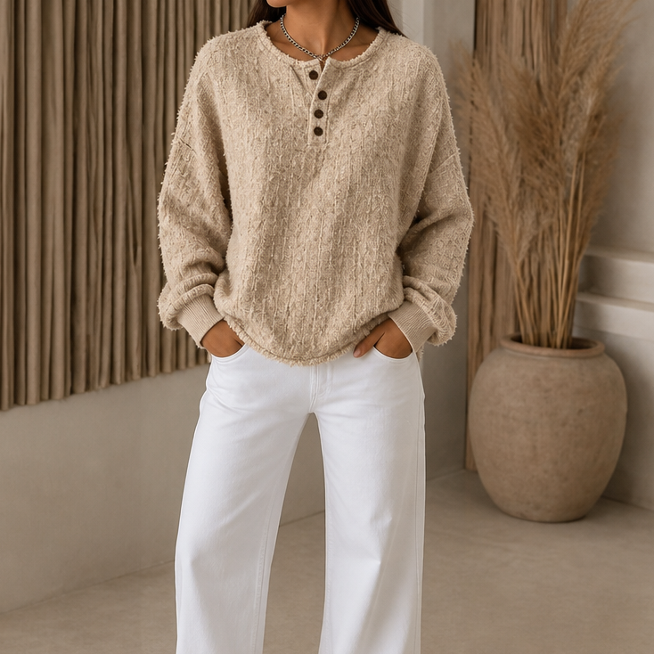 Marlwick | Chunky Knit Henley Sweater voor Dames