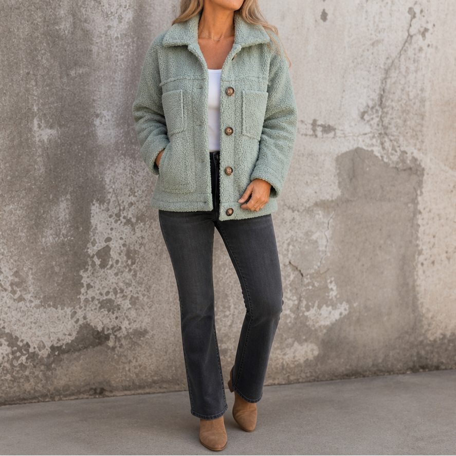 Ariane | Curly Faux-Fur Jacket – Bequeme Knopf-Front-Style für Damen