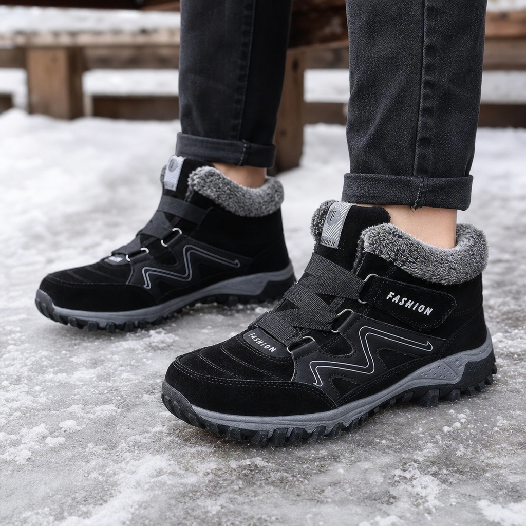 Cozywalk | Fleece-Lined Look Non-Slip Ankle Boots – Warm & Stylish