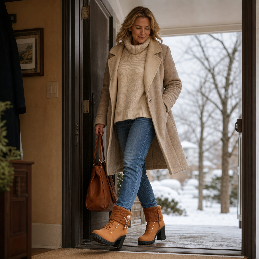 Wearbella | Fleecegefütterte Blockabsatz Stiefel für Frauen