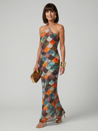 Martina | Elegantes und farbenfrohes Neckholder Maxikleid