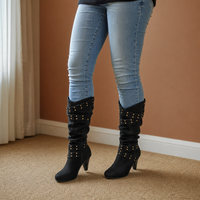 Audrey | Elegante und moderne Damen Kniestiefel mit Nieten