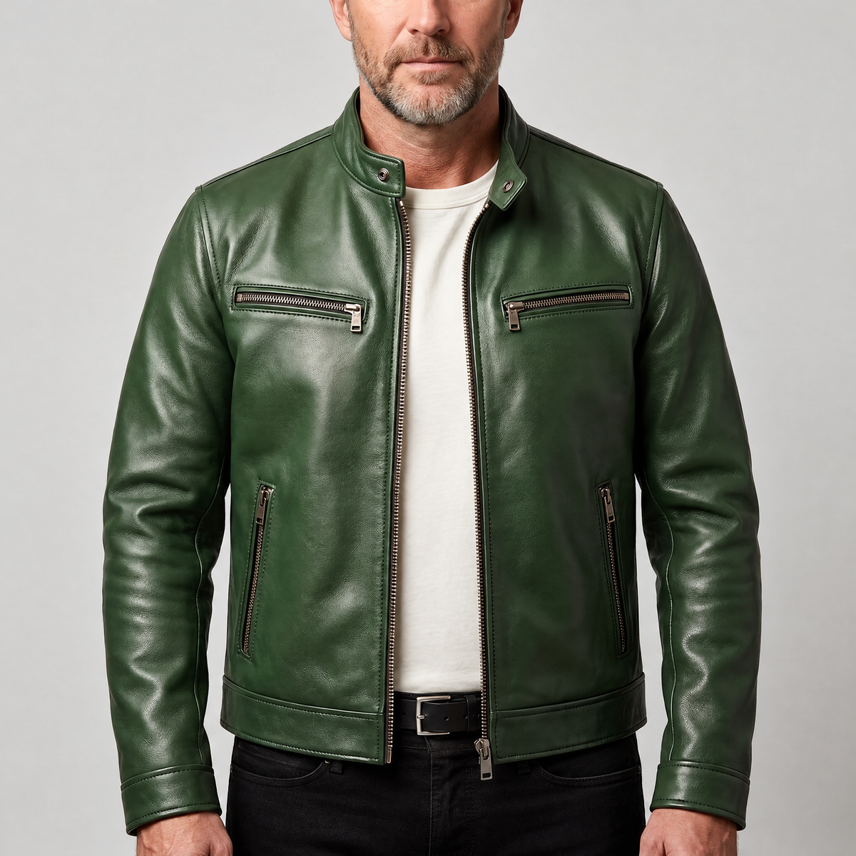 Cadence | Cafe Racer Leather Jacket – Stylish Genuine Leather für Männer