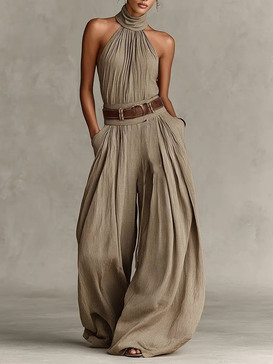 Greta | Damen Jumpsuit – Weites Bein mit Gürtel