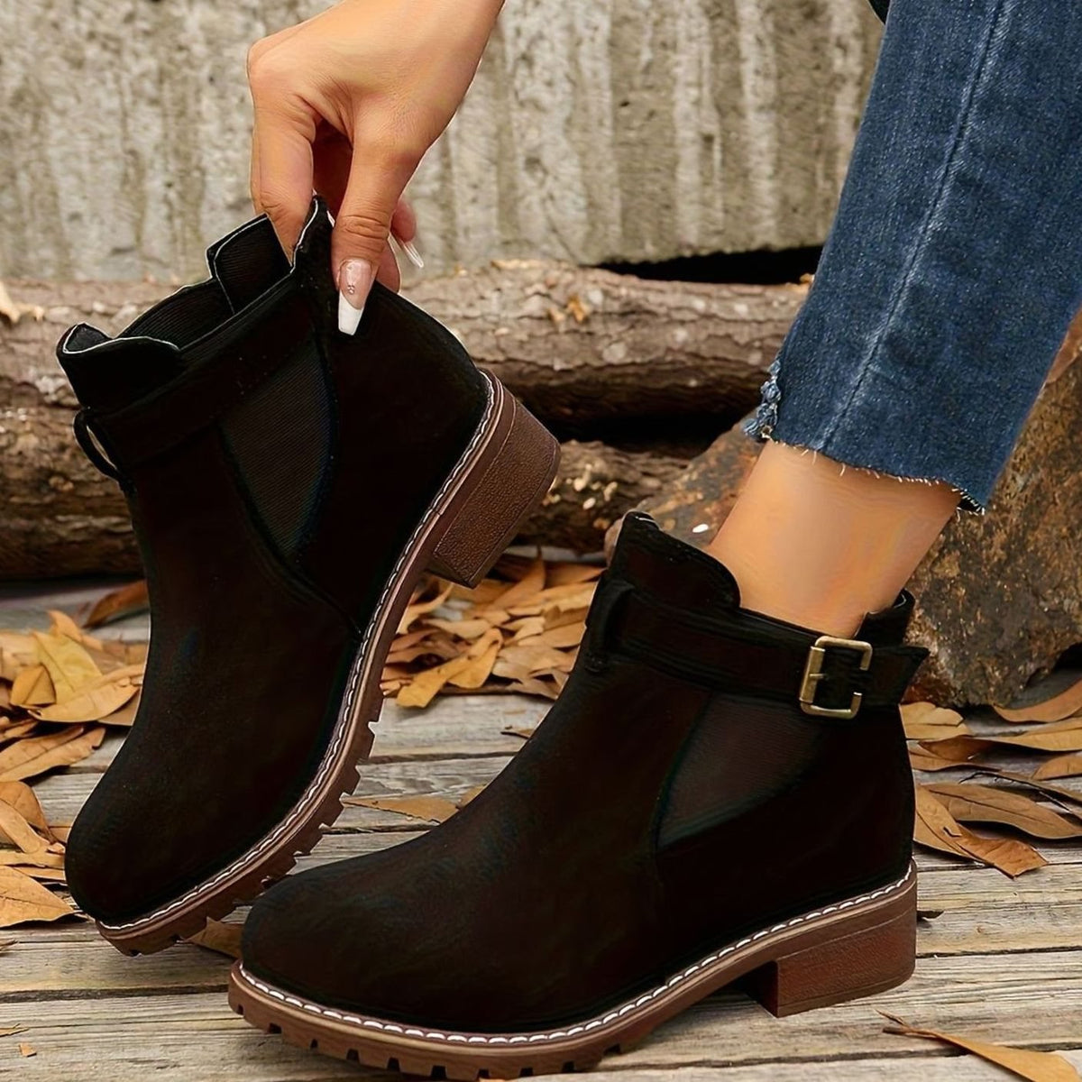 Katrina | Chelsea Boots – Damen Stiefeletten mit Blockabsatz