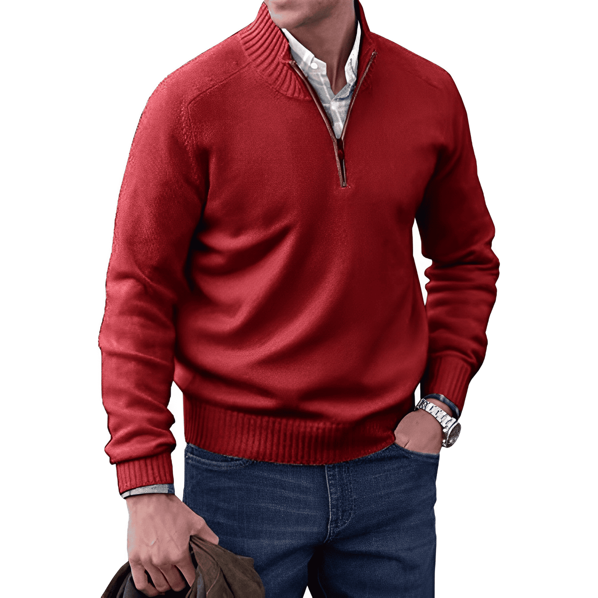 David | Cashmere Sweater – Eleganter Zip-Up Stil für Herren