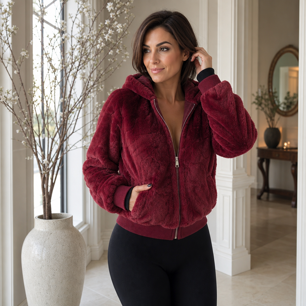 Wearbella | Kapuzenjacke aus Kunstpelz mit Reißverschluss