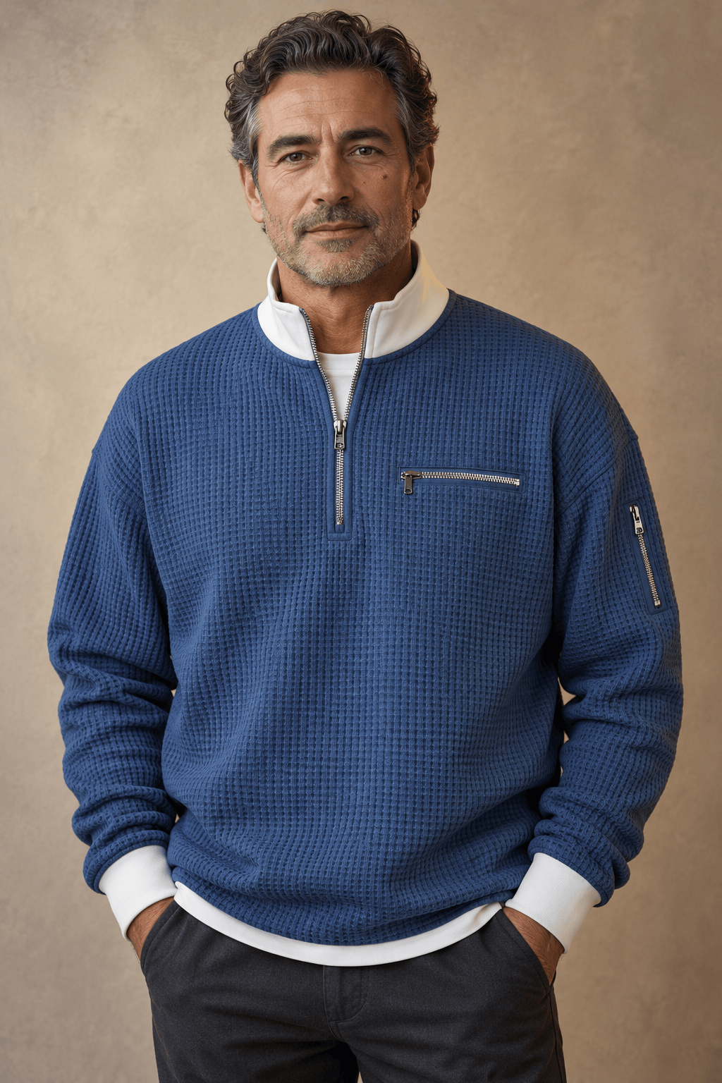 André | Waffle Quarter-Zip – Komfortabler Look für Männer