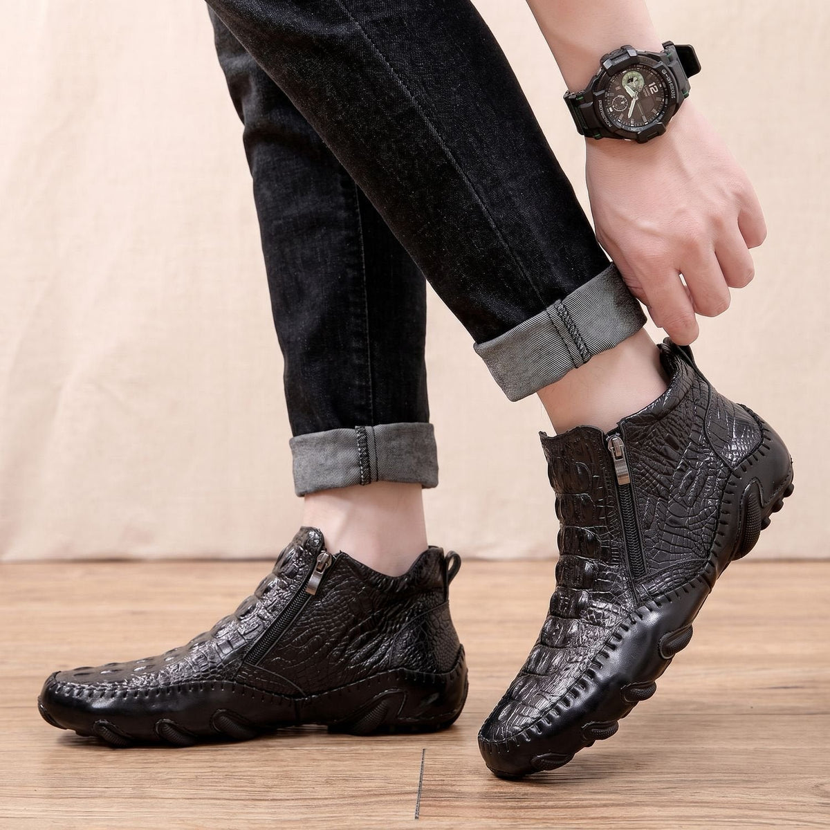 Elias | Chelsea-Boots – Krokodilprägung für Herren