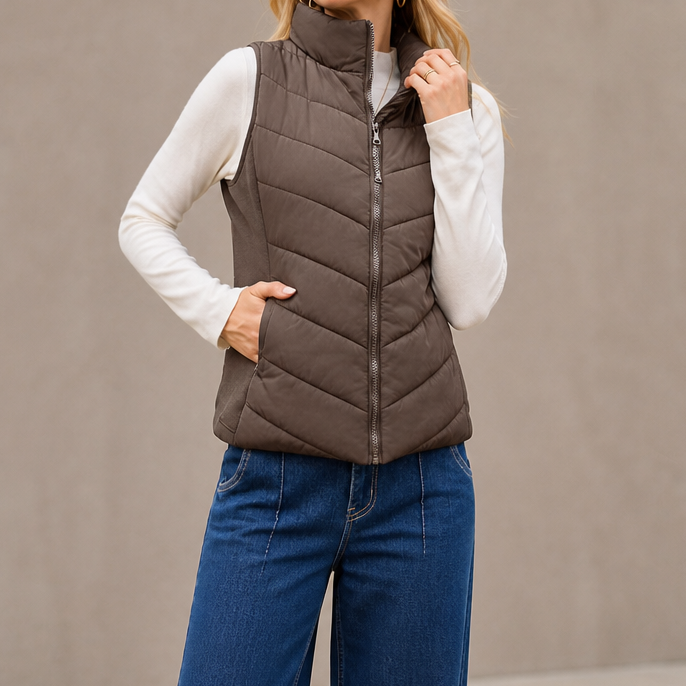 Layerly | Stand Collar Quilted Puffer Vest voor Dames