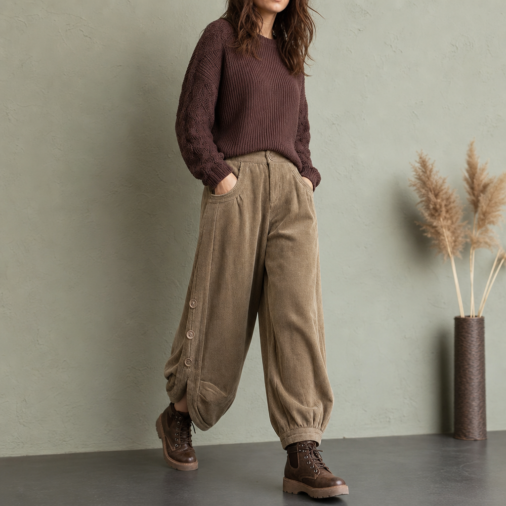 Cozelle | Corduroy Pants – Bequeme Barrel-Leg Style für Frauen
