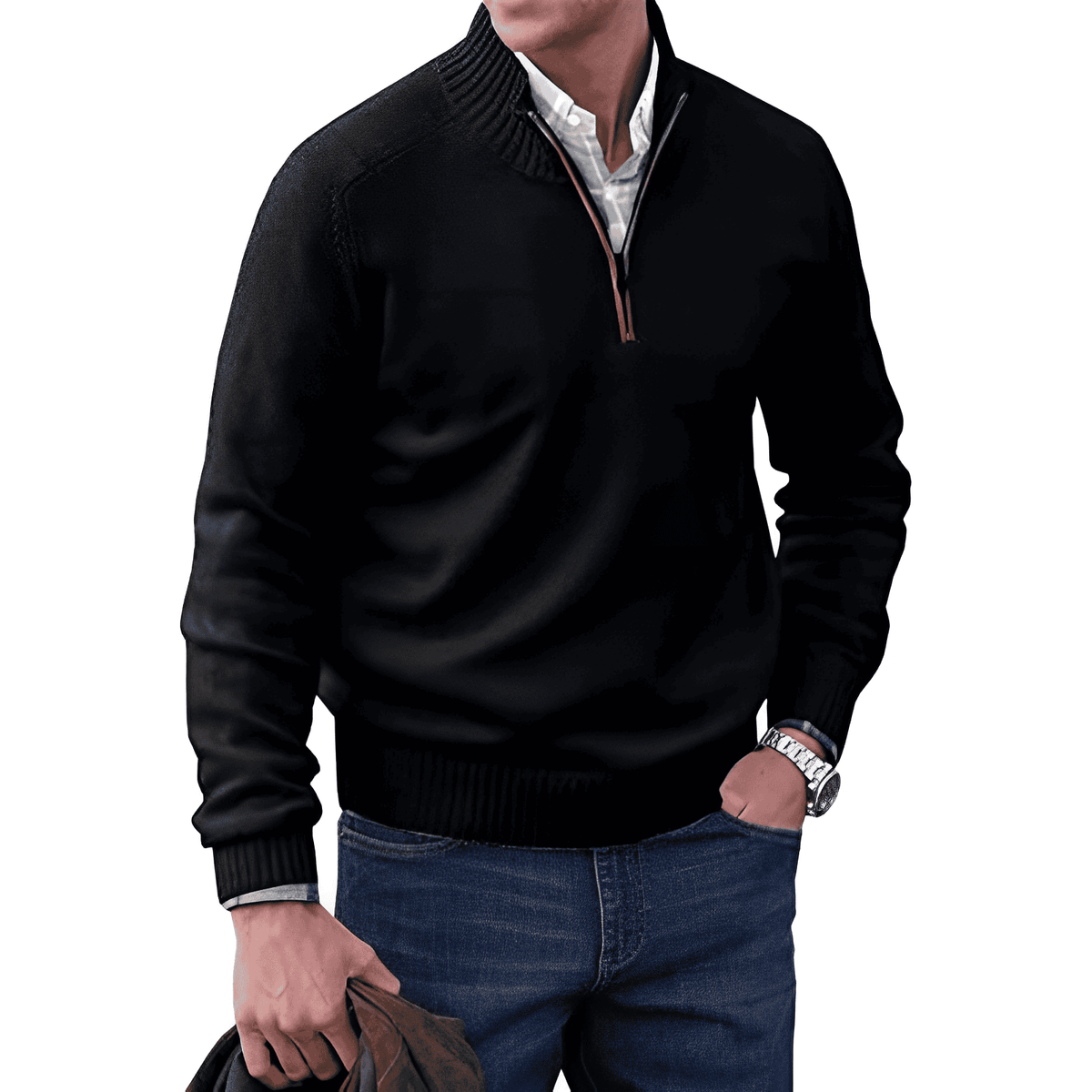 David | Cashmere Sweater – Eleganter Zip-Up Stil für Herren