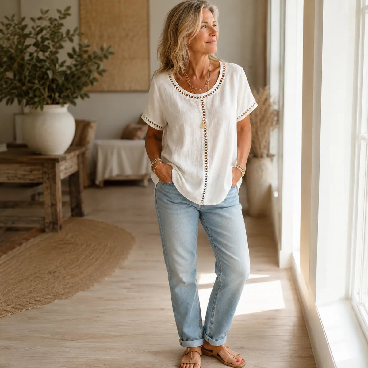 Marellia | Tunika-Top – Boho Stil mit Offener Spitze für Frauen