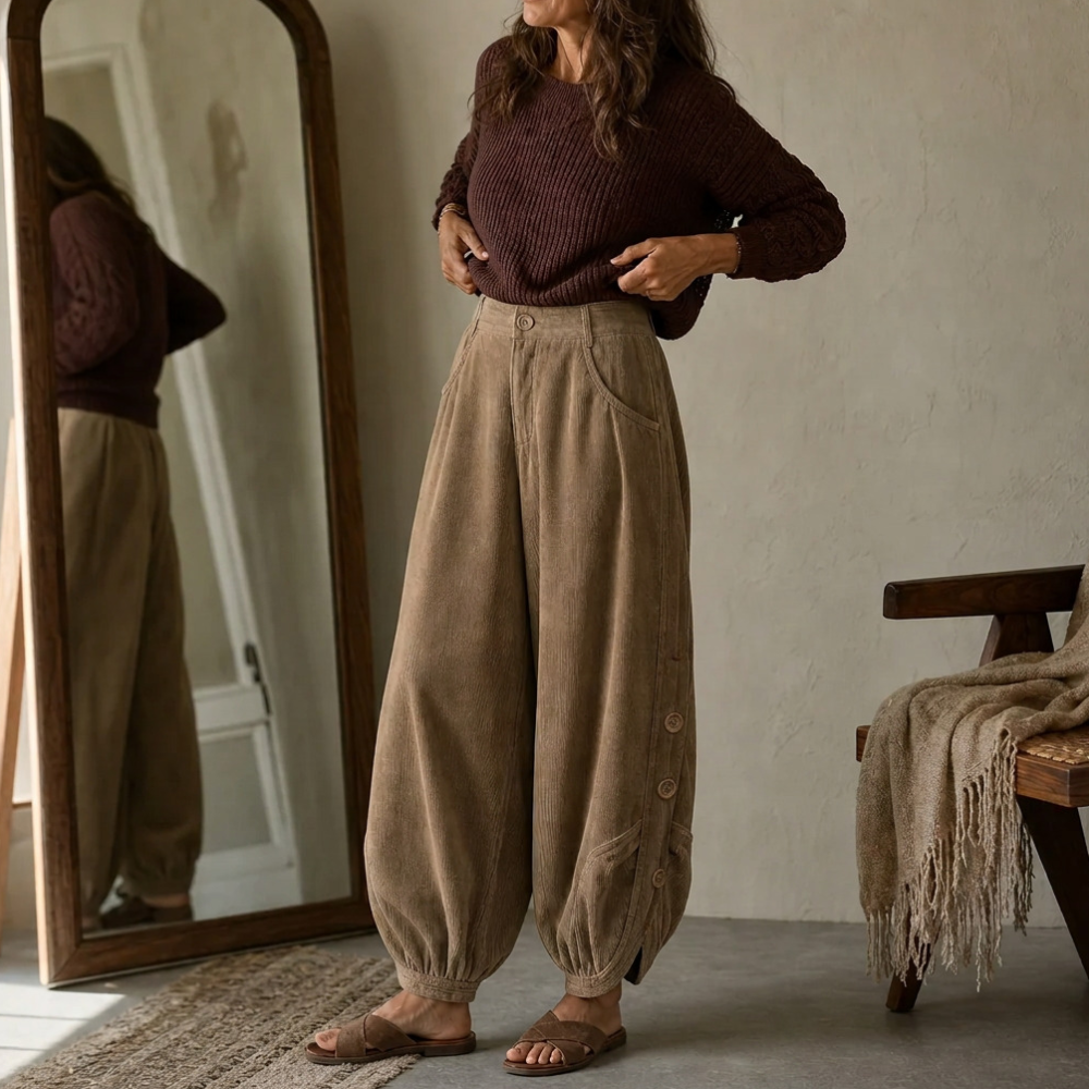 Cozelle | Corduroy Pants – Bequeme Barrel-Leg Style für Frauen