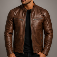 Julian | Elegante und strukturierte Herren Lederjacke mit hohem Kragen