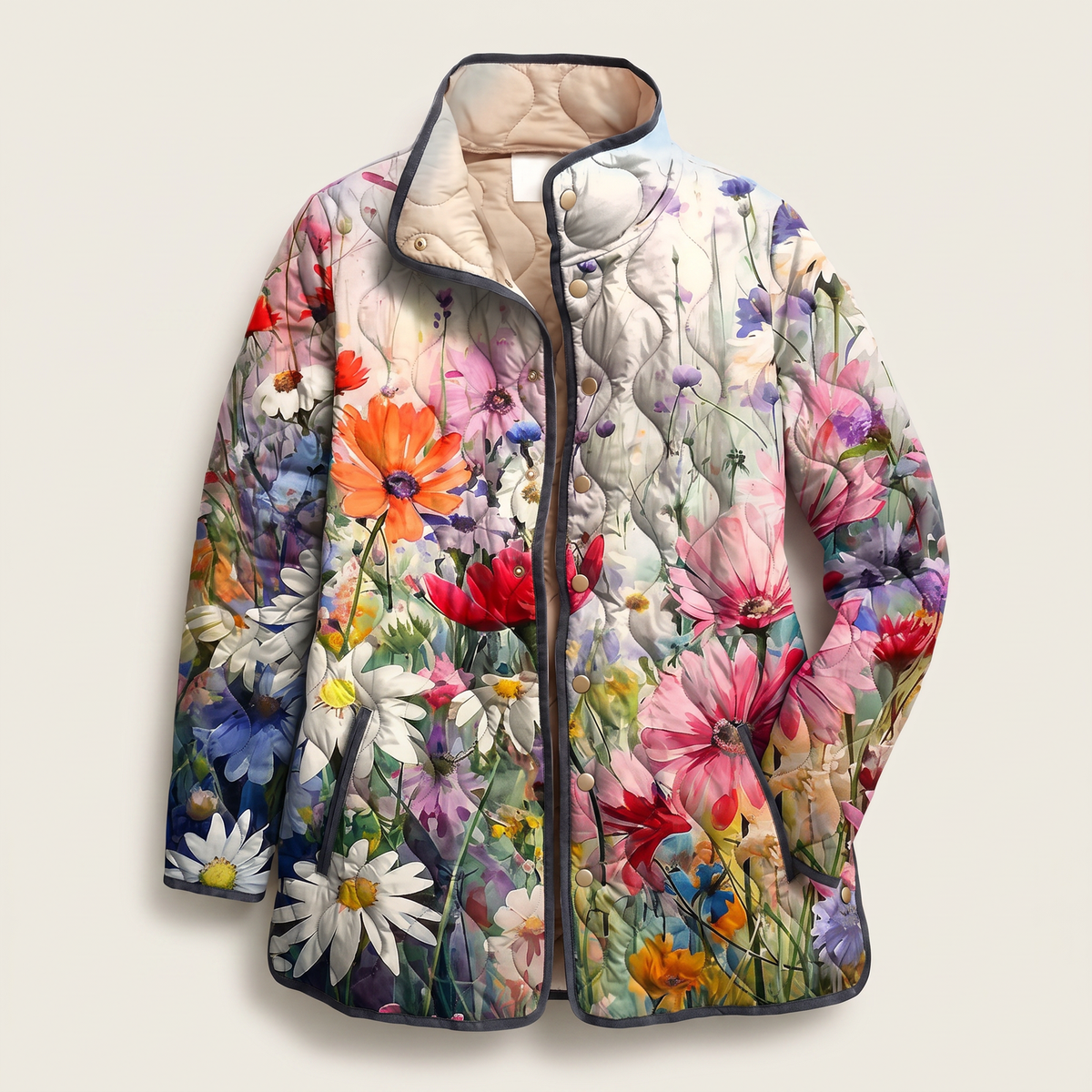 Mira | Quilted Jacket – Elegant Floral Print für Frauen