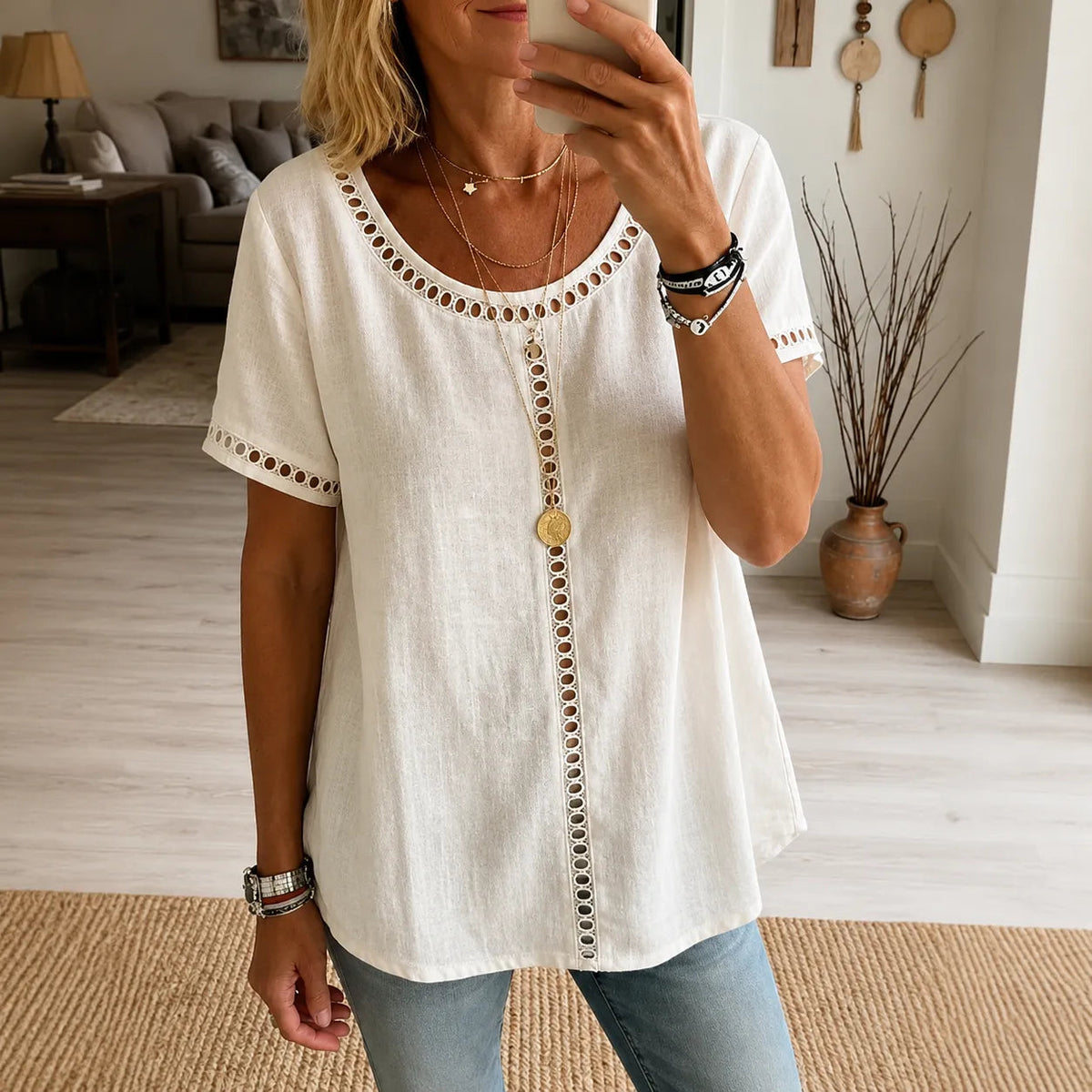 Marellia | Tunika-Top – Boho Stil mit Offener Spitze für Frauen