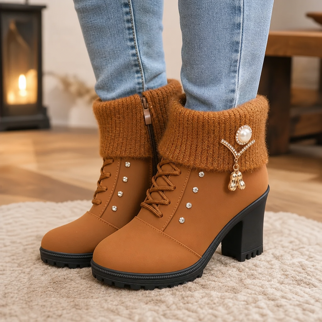 Wearbella | Fleecegefütterte Blockabsatz Stiefel für Frauen