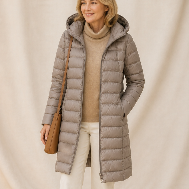 Veluna | Long Puffer Coat – Lichtgewicht Warmte voor Vrouwen