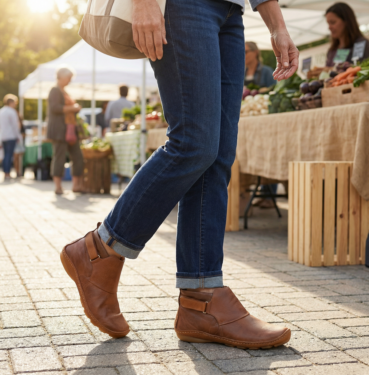 Solena | Ankle Boots für empfindliche Füße – Verstellbarer Klettverschluss