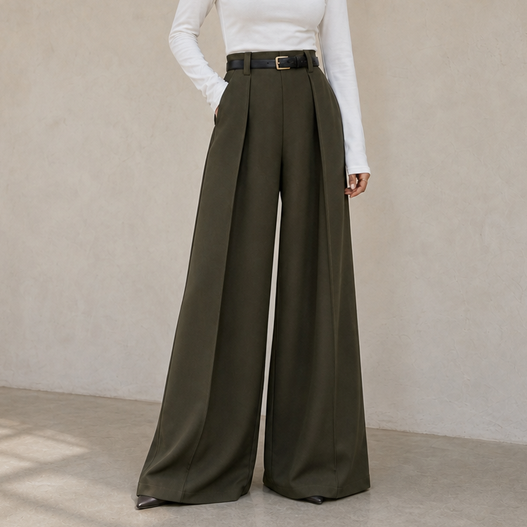 Elonga | Hochtaillierte, Weite Hose – Eleganter Stil für Frauen